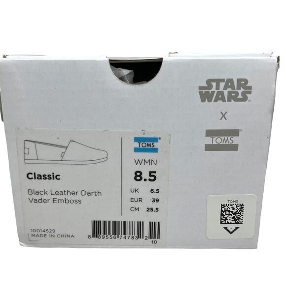 TOMS x Star Wars Darth Vader Black Leather Classic Slip Ons Women’s 8.5 - Picture 3 of 14
